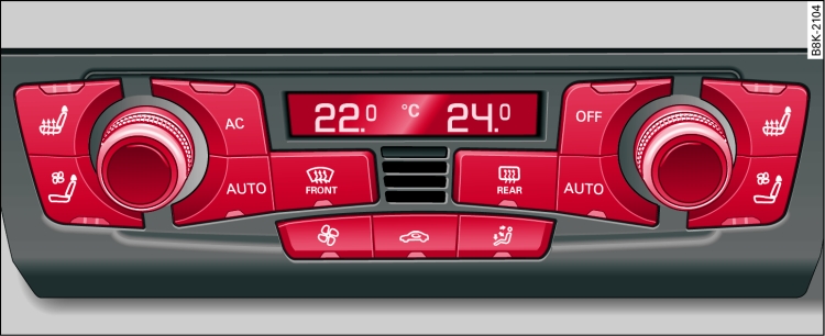 Komfortklimaautomatik 3-Zonen*: Bedienelemente